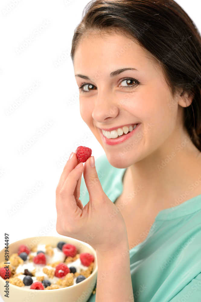 Happy woman with a bowl of cereal Happy woman with a bowl of cereal