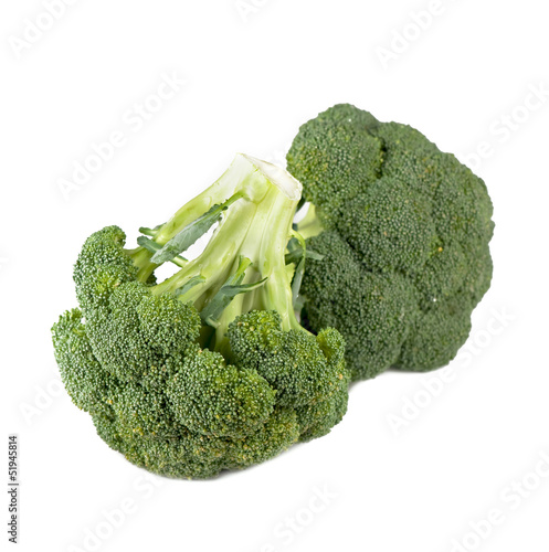 Composition with fresh vegetables of broccoli on a white