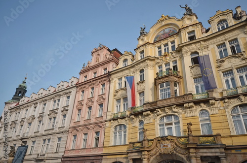 Beautiful buildings in Prague, the old town square © yournameonstones