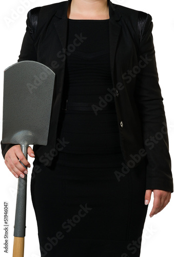 Female manager holding spade