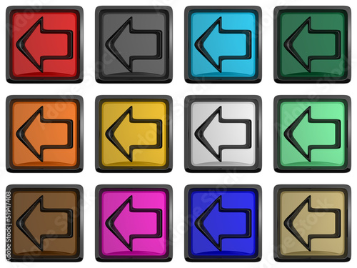 Series of icons with an arrow showing the left direction