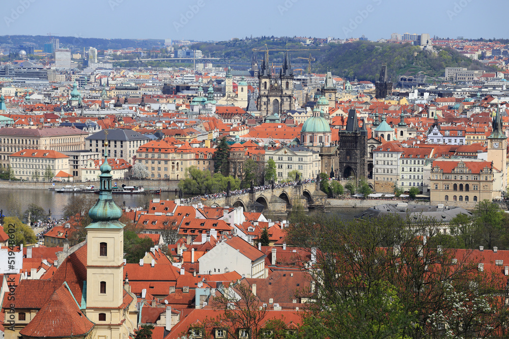 Obraz premium Spring Prague with Charles Bridge, Czech Republic