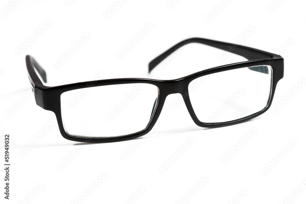 Fototapeta premium Gafas negras en fondo blanco