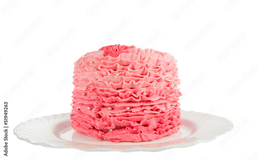 Chocolate mud cake decorated with pink ruffle pattern Chocolate mud cake decorated with pink ruffle pattern