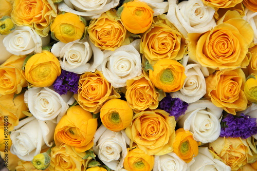 yellow and white bridal flowers