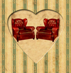Store enrouleur Poster vintage Cœur vintage fauteuil en cuir rétro  © Thomas Reimer