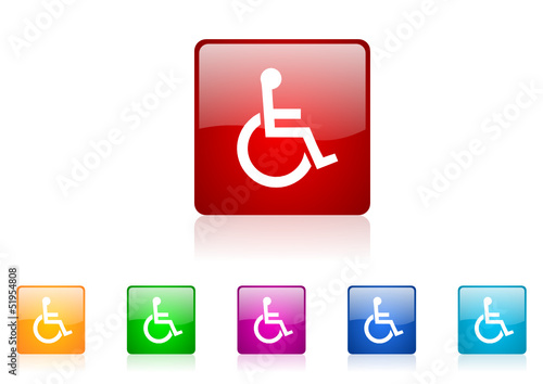 wheelchair vector glossy web icon set
