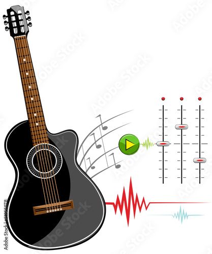 Black classic guitar stencil ready for vinyl cut