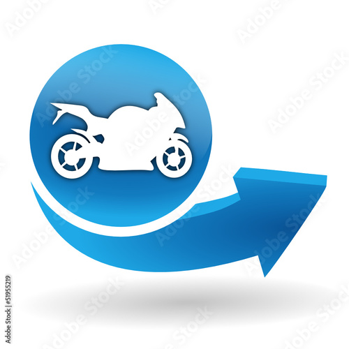 moto sur bouton web bleu