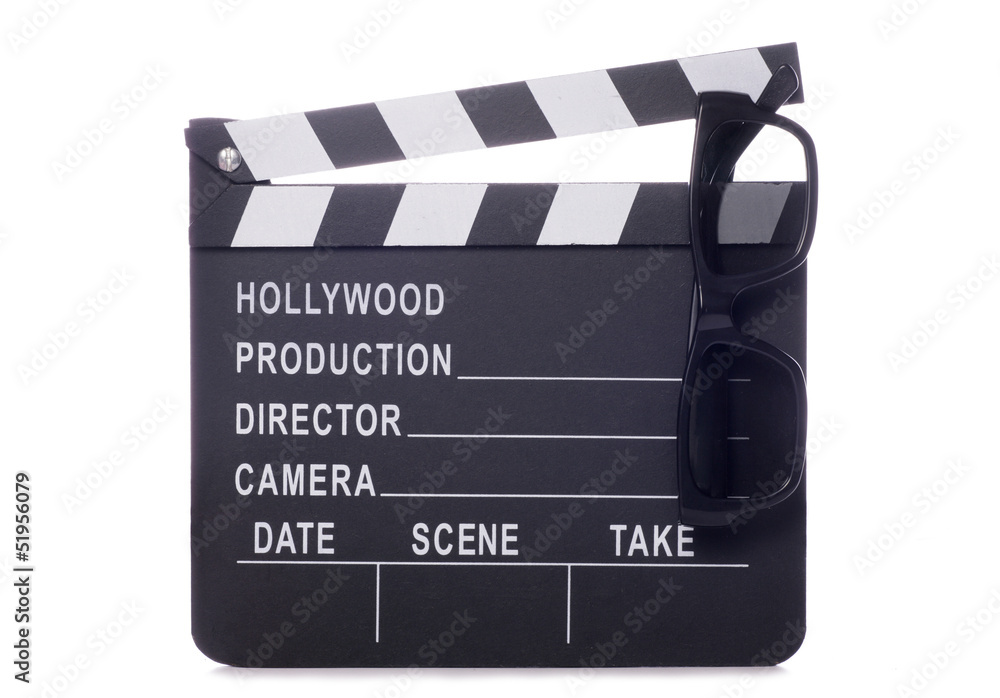 Obraz premium Movie board clapper with 3D glasses
