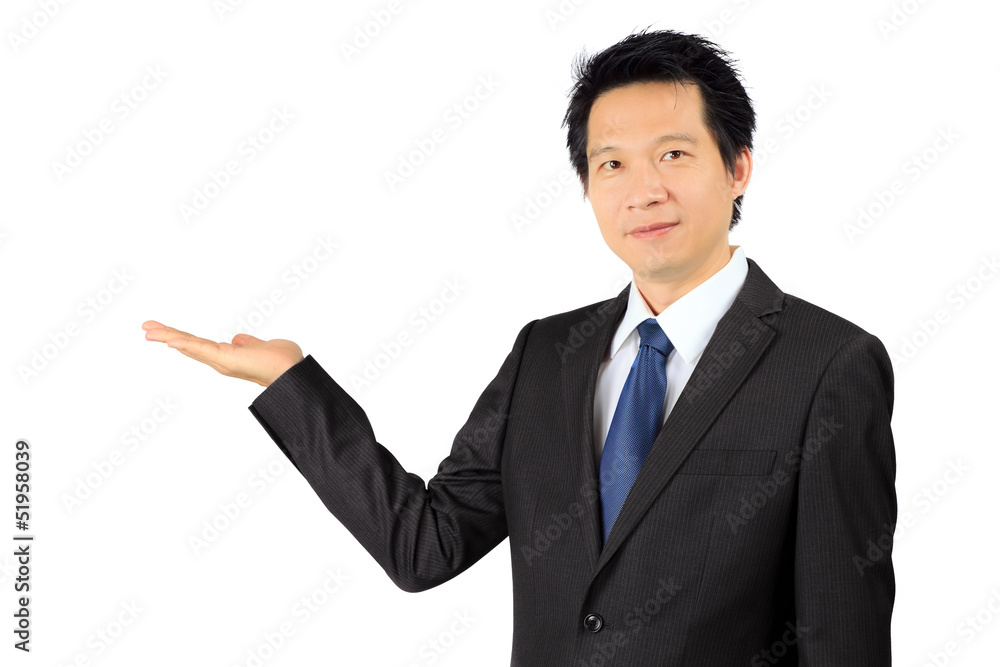 Isolated asian business man over white Isolated asian business man over white
