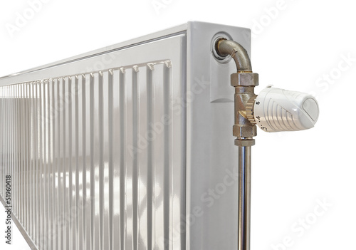 White radiator in an appartment. clipping path