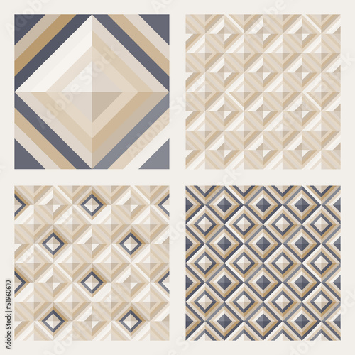 Set of floor tiles. Patterns with square diamonds