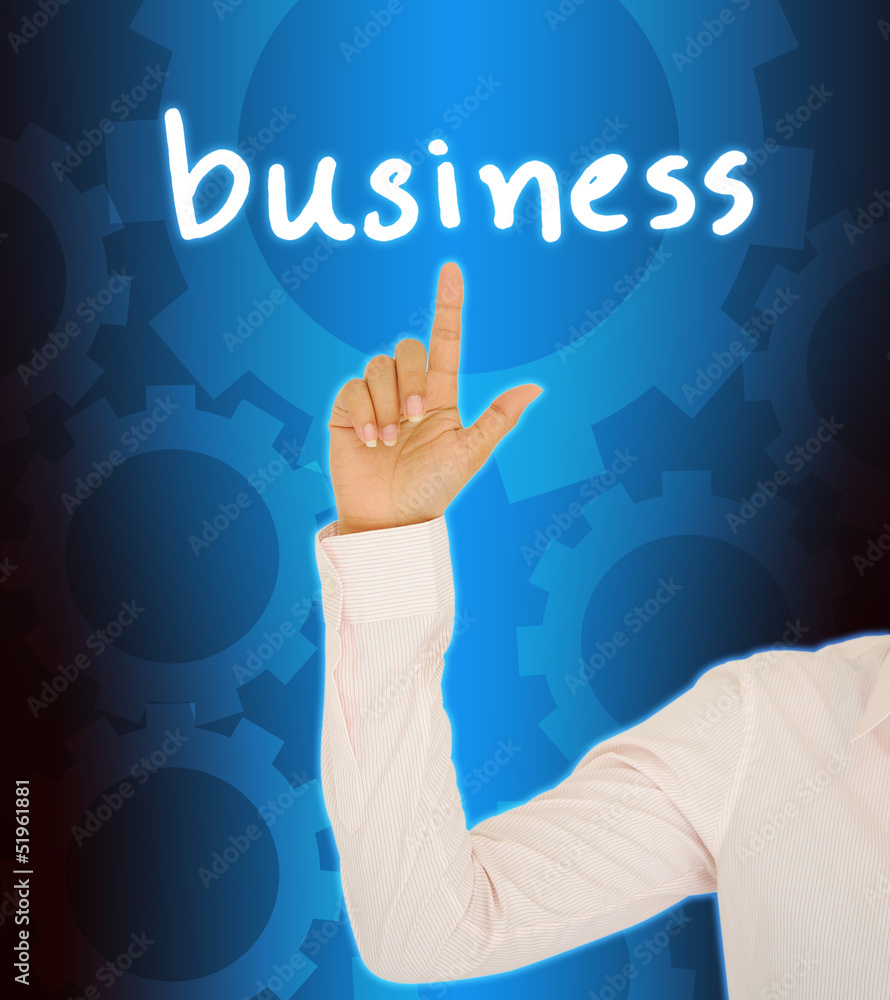 Business woman hand Contact Of bussinet button Business woman hand Contact Of bussinet button