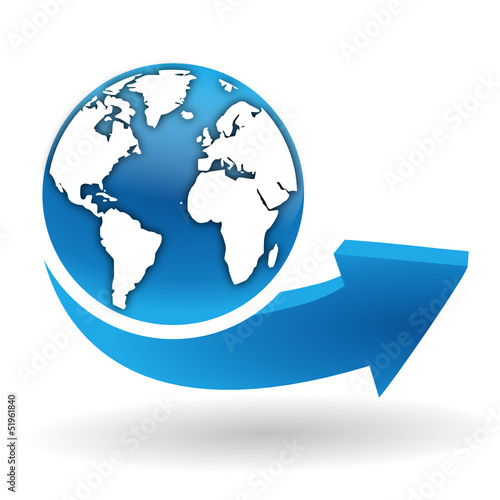 la terre sur bouton web bleu