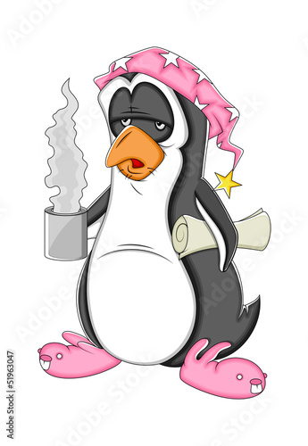 Morning Cartoon Penguin Vector Illustration