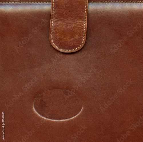 the fragment of leather bag