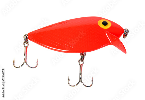 red fishing hook isolated