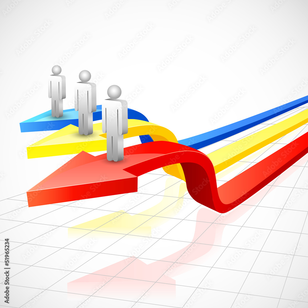 Fototapeta premium vector illustration of human icon on colorful arrow