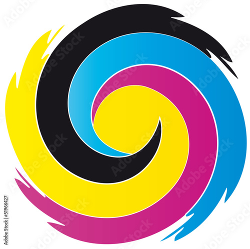 Wirbel - Strudel - cmyk - Logo, Vierfarbdruck, Druck, Druckerei, Symbol der Vierfarbigkeit