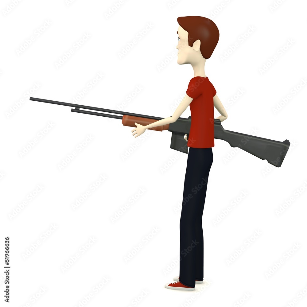 3d render of cartoon character with gun