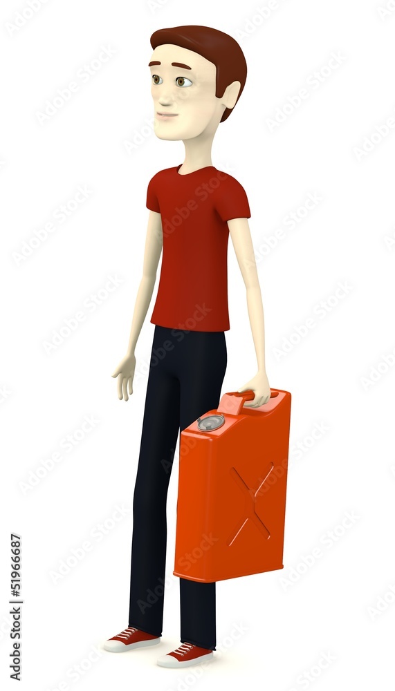3d render of cartoon character with gas can 3d render of cartoon character with gas can