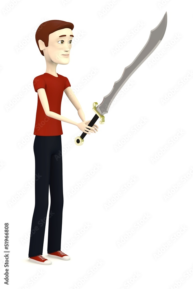 3d render of cartoon character with exotic sword 3d render of cartoon character with exotic sword
