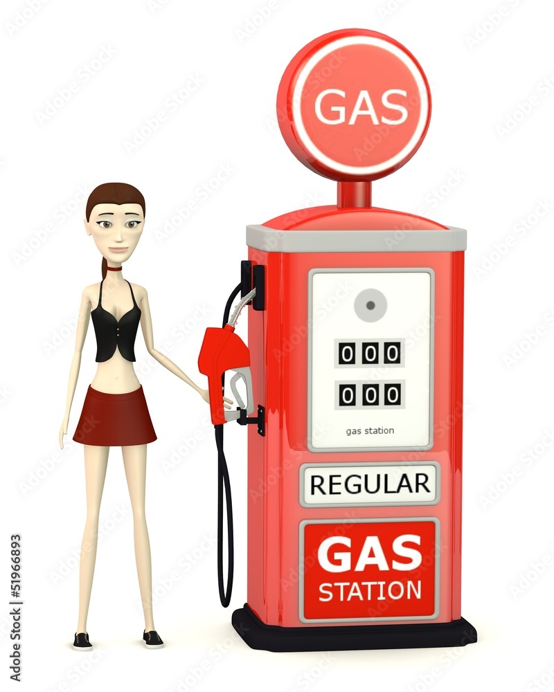 Fototapeta premium 3d render of cartoon character with gas station