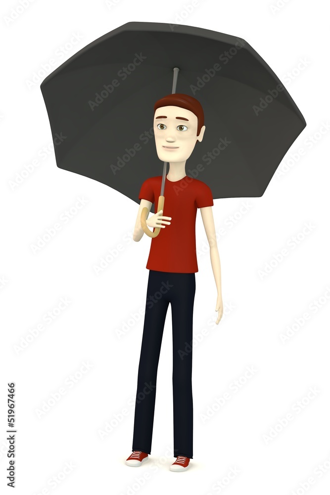 3d render of cartoon character with umbrella 3d render of cartoon character with umbrella