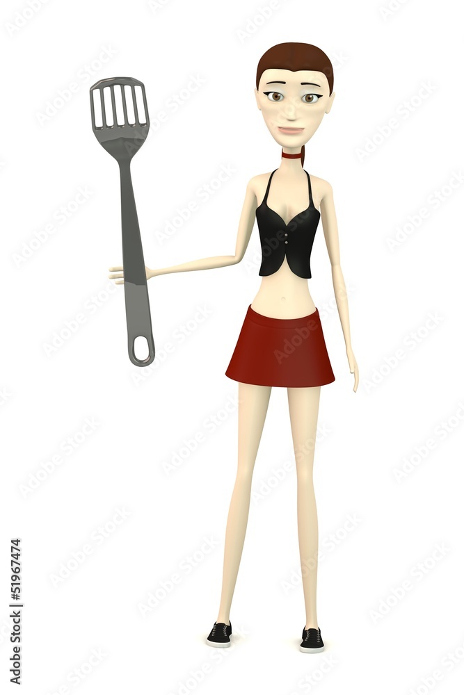3d render of cartoon character with kitchen untensil 3d render of cartoon character with kitchen untensil