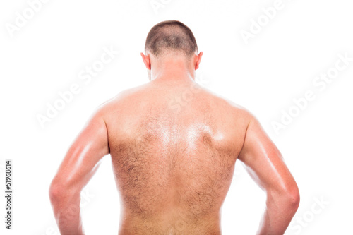 Back view of shirtless man