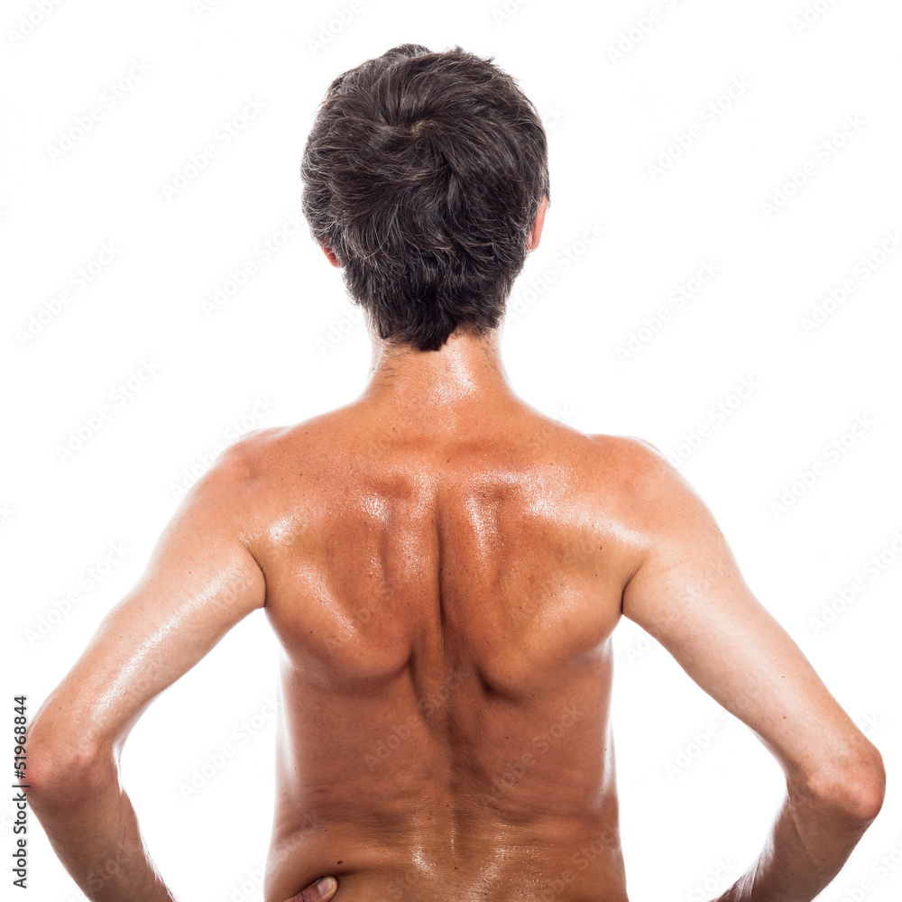 Back view of shirtless man