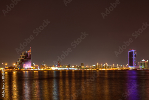 Bahrain skyline illuminated at night