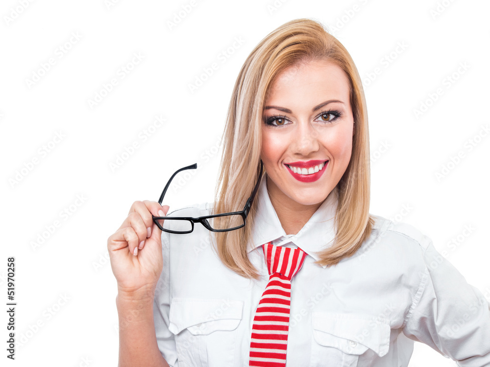 Portrait of cheerful smile young formal woman Portrait of cheerful smile young formal woman