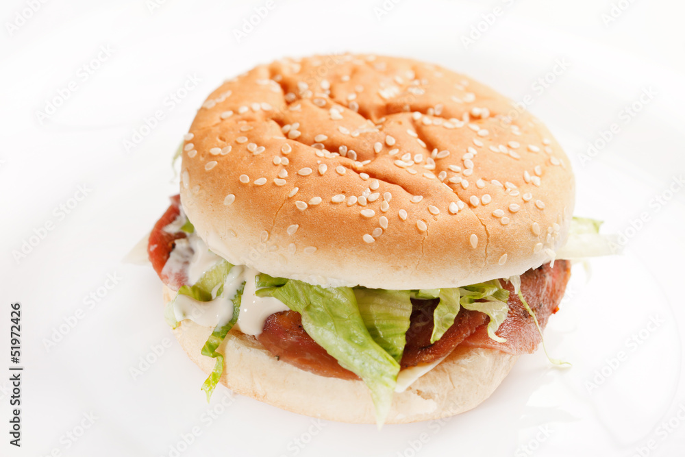 burger on the white burger on the white
