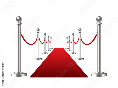 Red event carpet isolated on a white background.