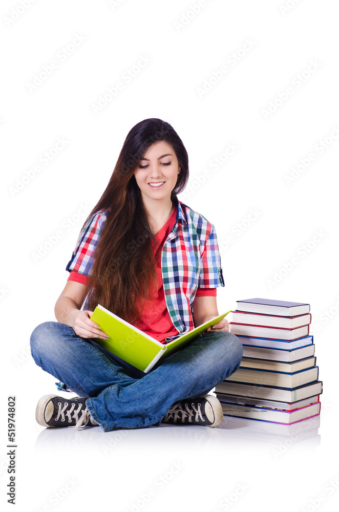 Student with books isolated on white Student with books isolated on white