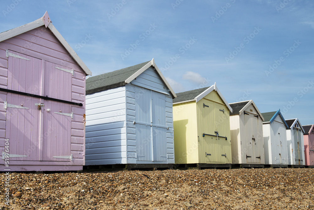 Beach Huts at Felixstowe, Suffolk, UK. Beach Huts at Felixstowe, Suffolk, UK.