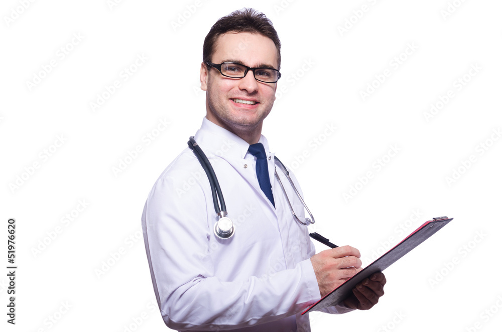 Funny doctor isolated on the white Funny doctor isolated on the white