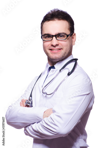 Young male doctor isolated on white © Elnur
