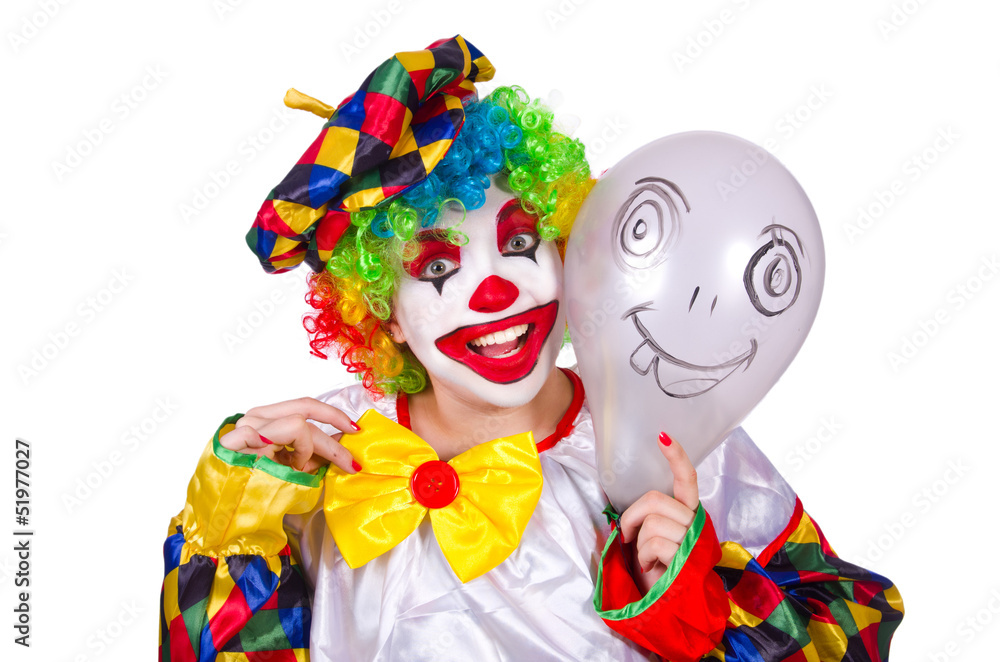 Funny clown isolated on the white