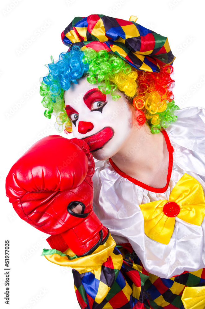 Funny clown isolated on the white Funny clown isolated on the white