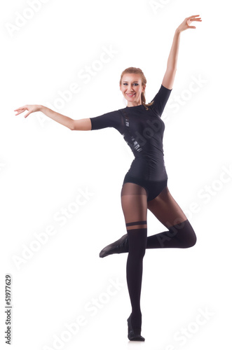 Woman dancing isolated on the white