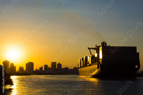Sunset container ship