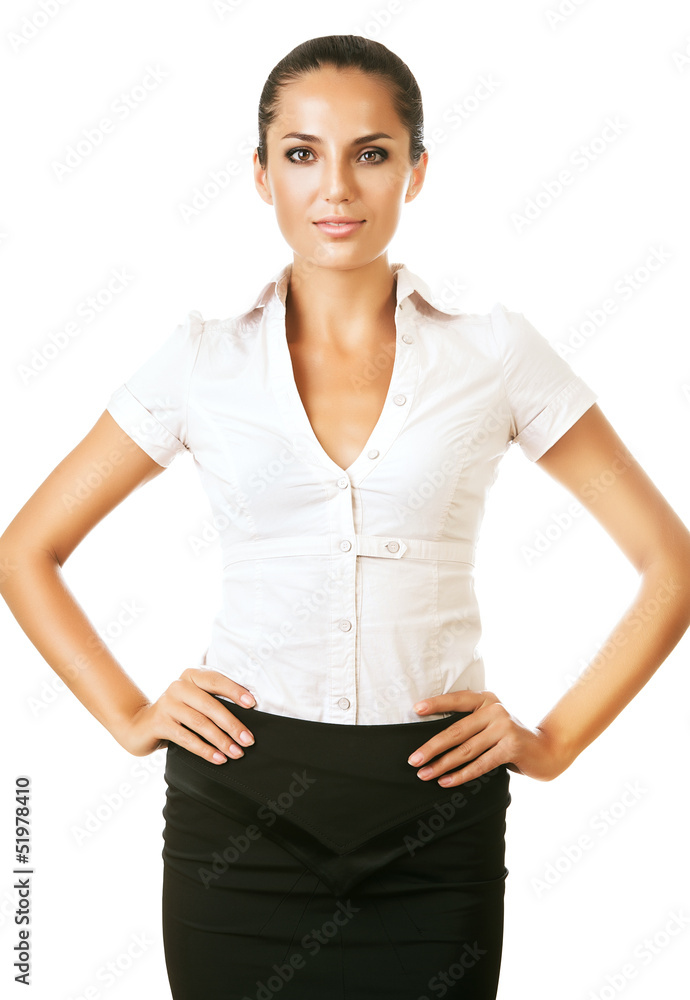 professional woman with hands on hips professional woman with hands on hips
