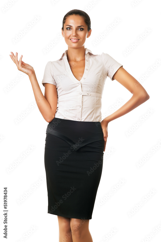 smiling businesswoman in black skirt smiling businesswoman in black skirt