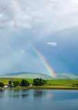 rainbow over lake