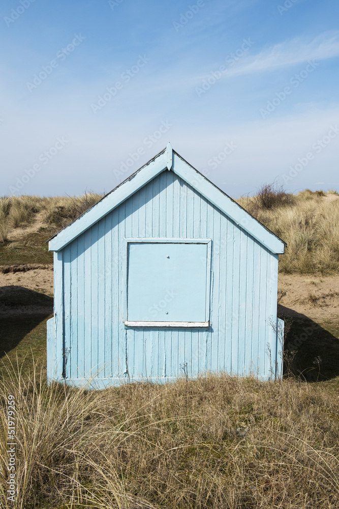 Beach Hut In The Dunes, Hunstanton, Norfolk, UK. Beach Hut In The Dunes, Hunstanton, Norfolk, UK.