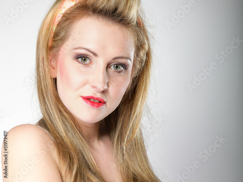 beautiful blonde woman retro styling