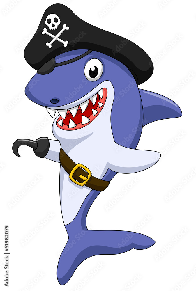 Obraz premium Cute pirate shark cartoon